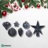 Komplet 19 Bombek Choinkowych Kamai Christmas Decoration® - Kolor Antracyt z Gwiazdą na Czubek